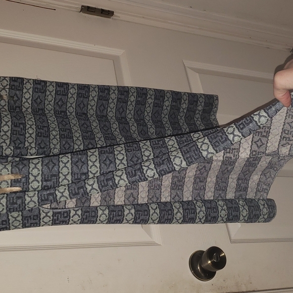 Blue Patterned Flared Yoga Pants - Picture 2 of 4